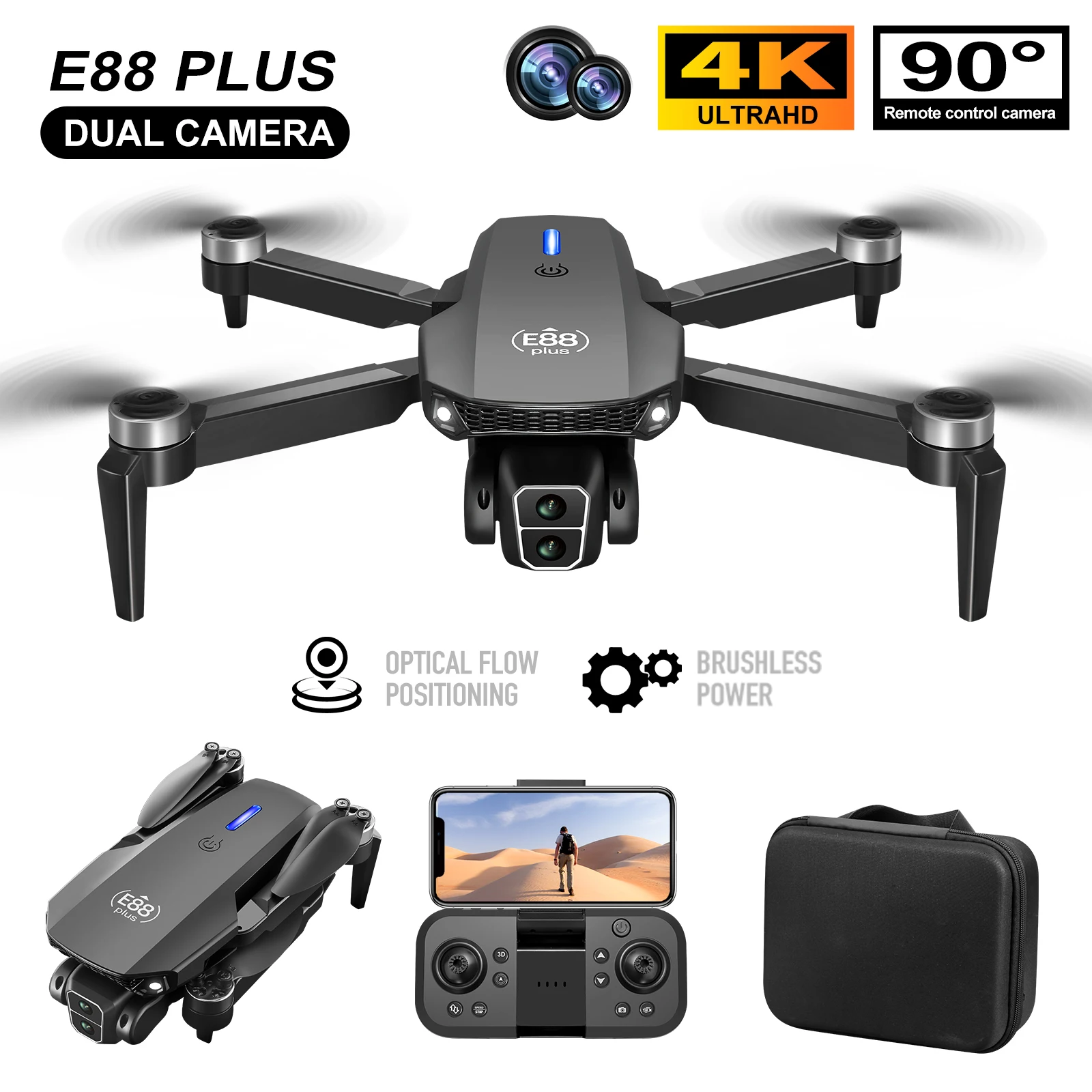 Novo drone quadricóptero E88 P - Rc Helicopter Electric avaliação e preço